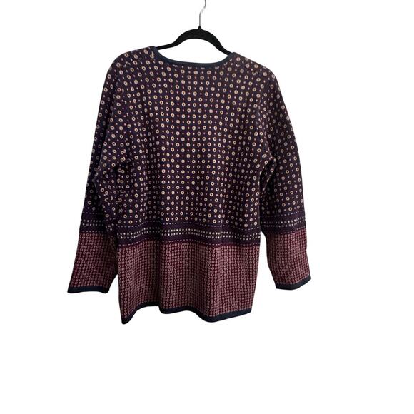 NorthStyle Women's 100% Cotton Crew Neck Geo Star Border Sweater Size Medium - Picture 2 of 8